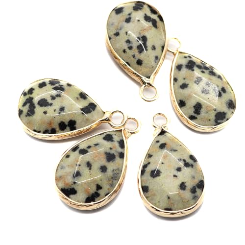 LE SKY Natural Stone Pendants Water Drop Shape Faceted Semi Gemstone Pendant for Necklace Bracelet Jewelry Craft Making Random 10 Pcs 14x22mm - Image 5