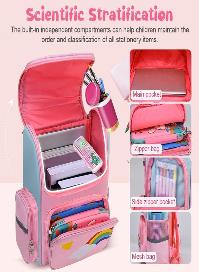 Fancyku® School Bags for Kids, Unicorn Backpack for Girls, Stylish Durable Waterproof School Backpack for Kids' Birthday Gift, (06 To 12 Years) - Pink - Image 3