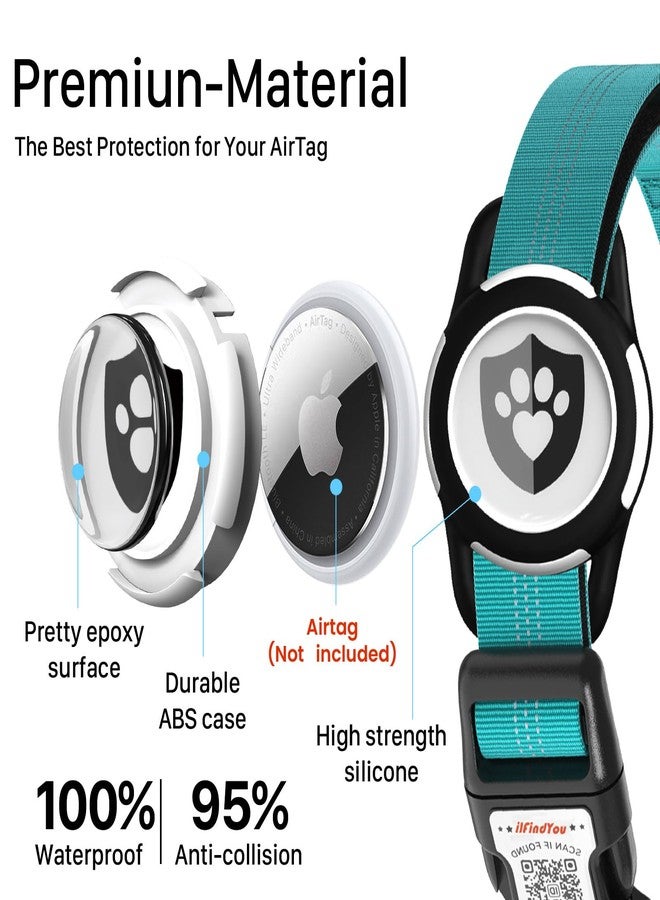 طوق عاكس للكلاب من ilFindYou مع حامل AirTag للجراء، مصنوع من النايلون الناعم، أزرق، مقاس XS - Image 2