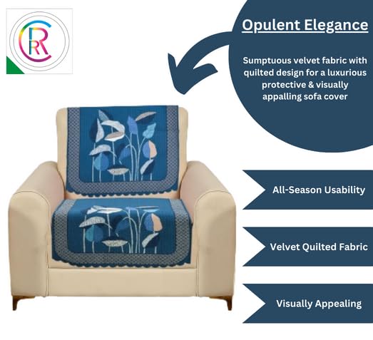 RRC Velvet Floral Quilted Sofa Cover Set 3 Seater | Premium Quilted Sofa Slip Cover,Seat & Back Cover,6 Piece Sofa Covers - Image 5