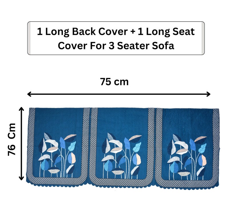 RRC Velvet Floral Quilted Sofa Cover Set 3 Seater | Premium Quilted Sofa Slip Cover,Seat & Back Cover,6 Piece Sofa Covers - Image 4