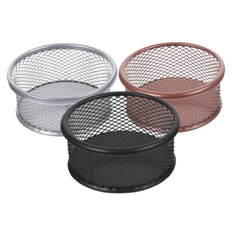 3 Pcs Metal Mesh Paperclip Organizer With High Capacity Dispenser For Office Home Multifunctional Desk Storage Holder Rose Gold Silver Black Compact School Supplies - Image 2