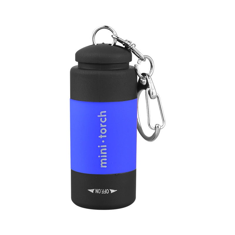 Factory USB rechargeable keychain light strong light Childrens household plastic small flashlight portable mini flashlight Dark blue