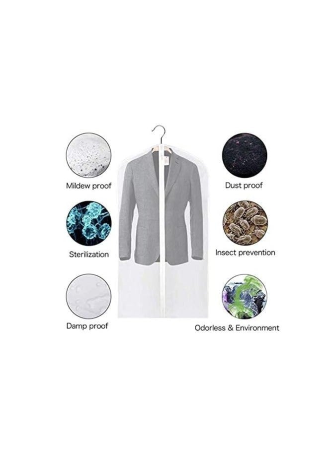 5pcs/Set Dust Cover Garment Bag Clear for Long Dress 60 X 120CM Moth Proof Garment Bags White Breathable Full Zipper Dust Cover  for Clothes Storage Closet  - Image 3
