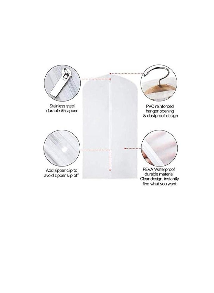 5pcs/Set Dust Cover Garment Bag Clear for Long Dress 60 X 120CM Moth Proof Garment Bags White Breathable Full Zipper Dust Cover  for Clothes Storage Closet  - Image 4