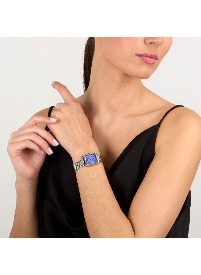 B&G Women's Blue Rectangular Analog Dial with Silver Alloy Band Watch - 31mm - R3853324509 - Image 5