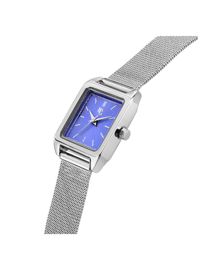 B&G Women's Blue Rectangular Analog Dial with Silver Alloy Band Watch - 31mm - R3853324509 - Image 2
