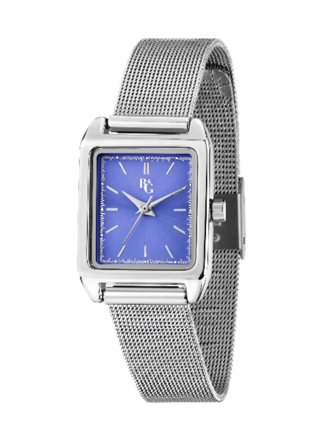 B&G Women's Blue Rectangular Analog Dial with Silver Alloy Band Watch - 31mm - R3853324509 - Image 1