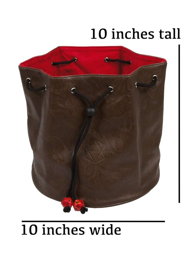 Forged Dice Co. Forged Dice Co. Pouch of The Endless Hoard Dice bag - Holds Over 1,000 Polyhedral Dice - Dice Storage Bag with 7 Pockets - Perfect for Bulk Dice - Brown/Red  - Image 2