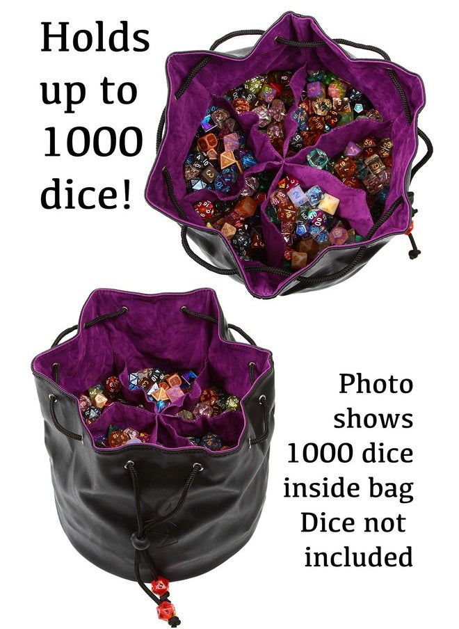 Forged Dice Co. Forged Dice Co. Pouch of The Endless Hoard Dice bag - Holds Over 1,000 Polyhedral Dice - Dice Storage Bag with 7 Pockets - Perfect for Bulk Dice - Brown/Red  - Image 4