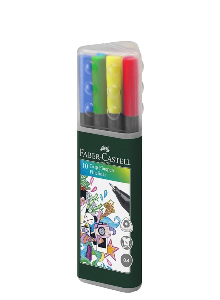 FABER-CASTELL 10-Pieces Fineliner Pen 0.4mm Multicolor - Image 1