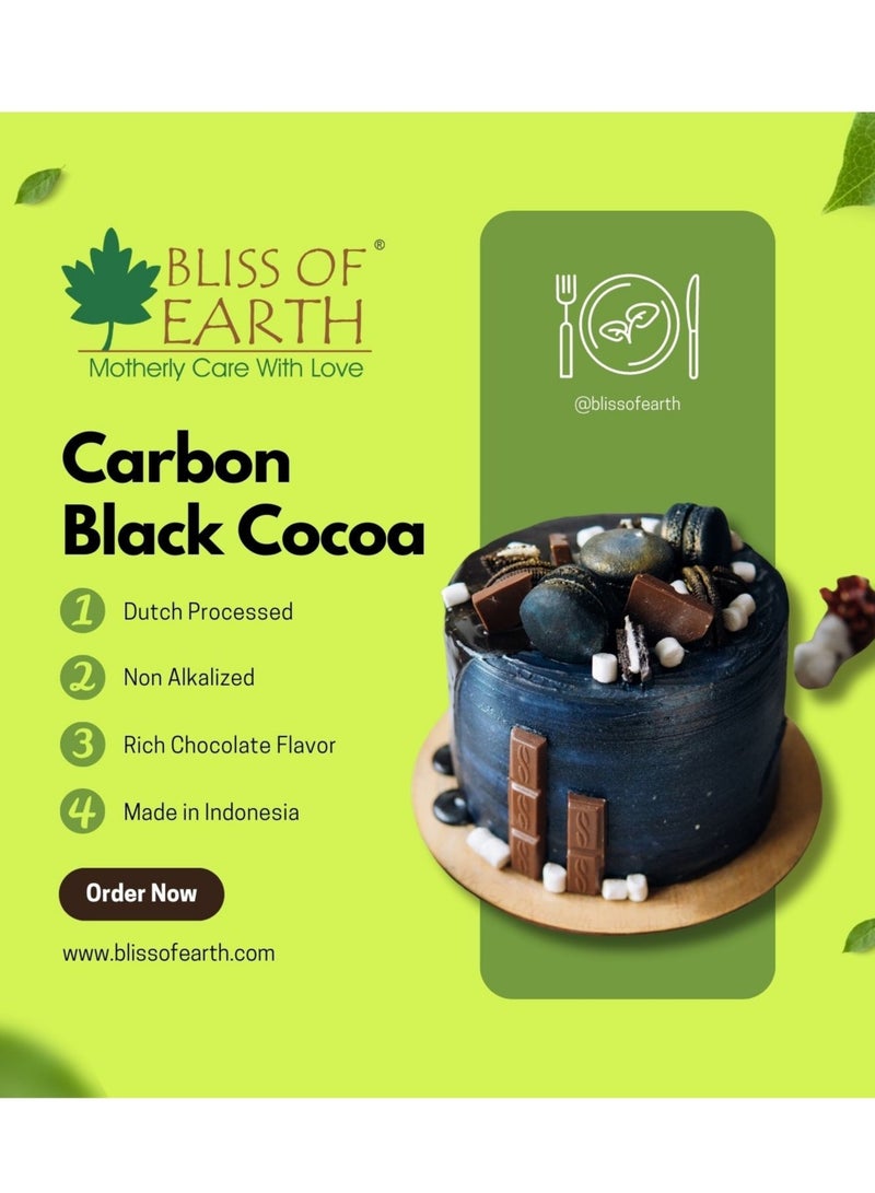 BLISS OF EARTH Black Cocoa Powder Natural and Unsweetened Carbon Black & Dark Roast Perfect for Cooking & Baking Cakes Biscuits Oreo Chocolates Smoothies 200g - Image 2