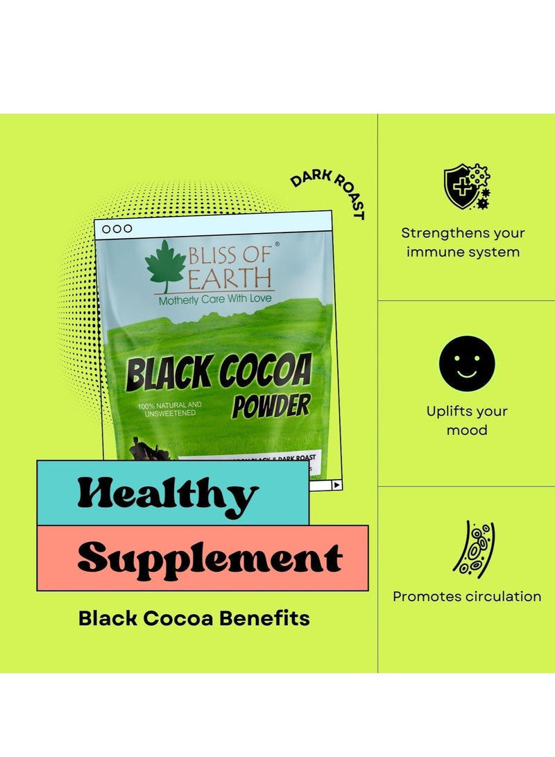 BLISS OF EARTH Black Cocoa Powder Natural and Unsweetened Carbon Black & Dark Roast Perfect for Cooking & Baking Cakes Biscuits Oreo Chocolates Smoothies 200g - Image 3