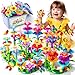 Doloowee 184Pcs Flower Garden Building Toys for Girls 3 4 5 6 7 Year Old Upgrade DIY Building Stacking Toys STEM Preschool Educational Toddler Toys Brain Development Kindergarten Kids Toy - Image 4