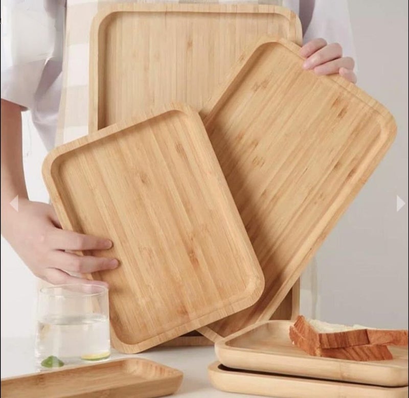 Premium Imported Bamboo Tray Set of 3 with Various Sizes - Image 4