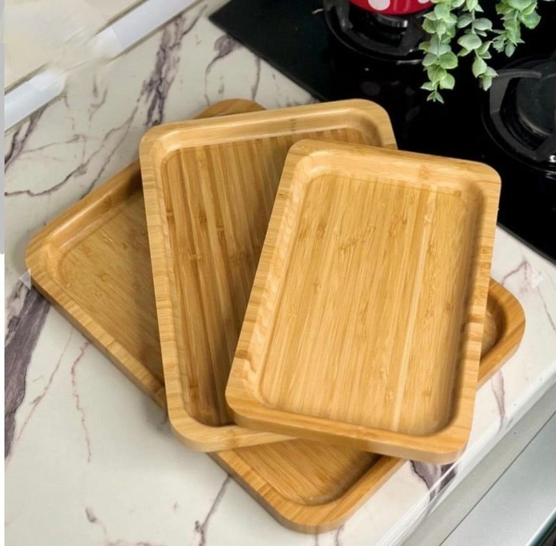 Premium Imported Bamboo Tray Set of 3 with Various Sizes - Image 5