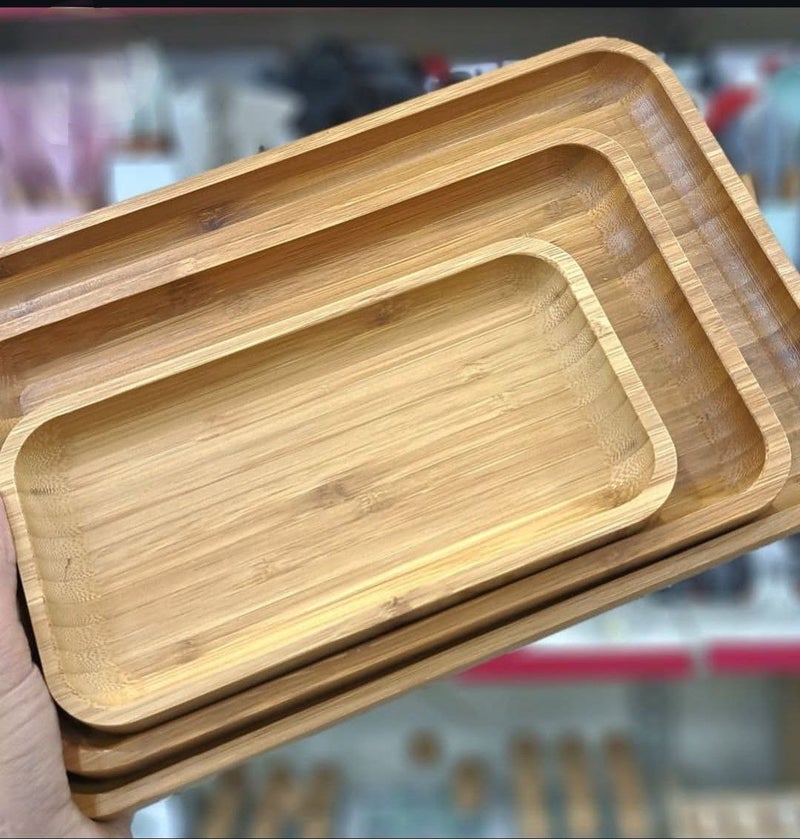 Premium Imported Bamboo Tray Set of 3 with Various Sizes - Image 1