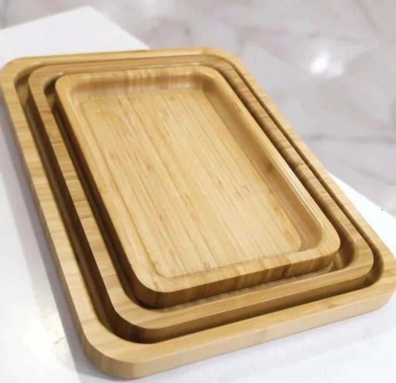 Premium Imported Bamboo Tray Set of 3 with Various Sizes - Image 2
