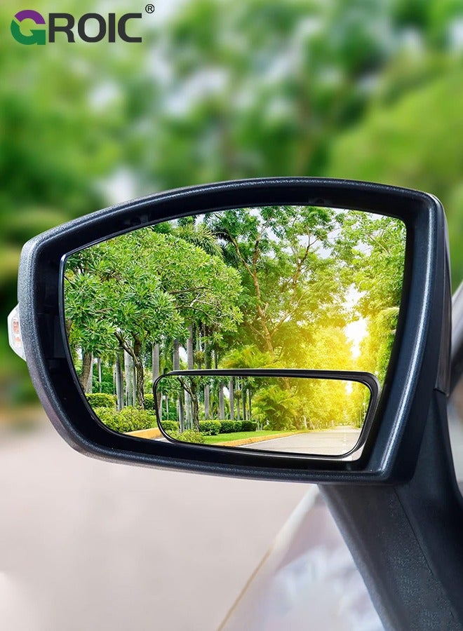 2 Packs Blind Spot Mirror for Car, Blind spot Mirrors Parking aid Mirror for Cars, Paste in Type Rotatable Wide Angle Convex Mirror,Universal Automotive Exterior Accessories