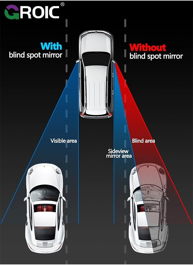 GROIC 2 Packs Blind Spot Mirror for Car, Blind spot Mirrors Parking aid Mirror for Cars, Paste in Type Rotatable Wide Angle Convex Mirror,Universal Automotive Exterior Accessories  - Image 3