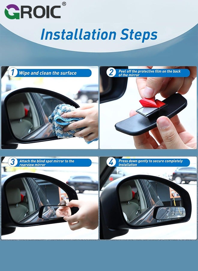 2 Packs Blind Spot Mirror for Car, Blind spot Mirrors Parking aid Mirror for Cars, Paste in Type Rotatable Wide Angle Convex Mirror,Universal Automotive Exterior Accessories