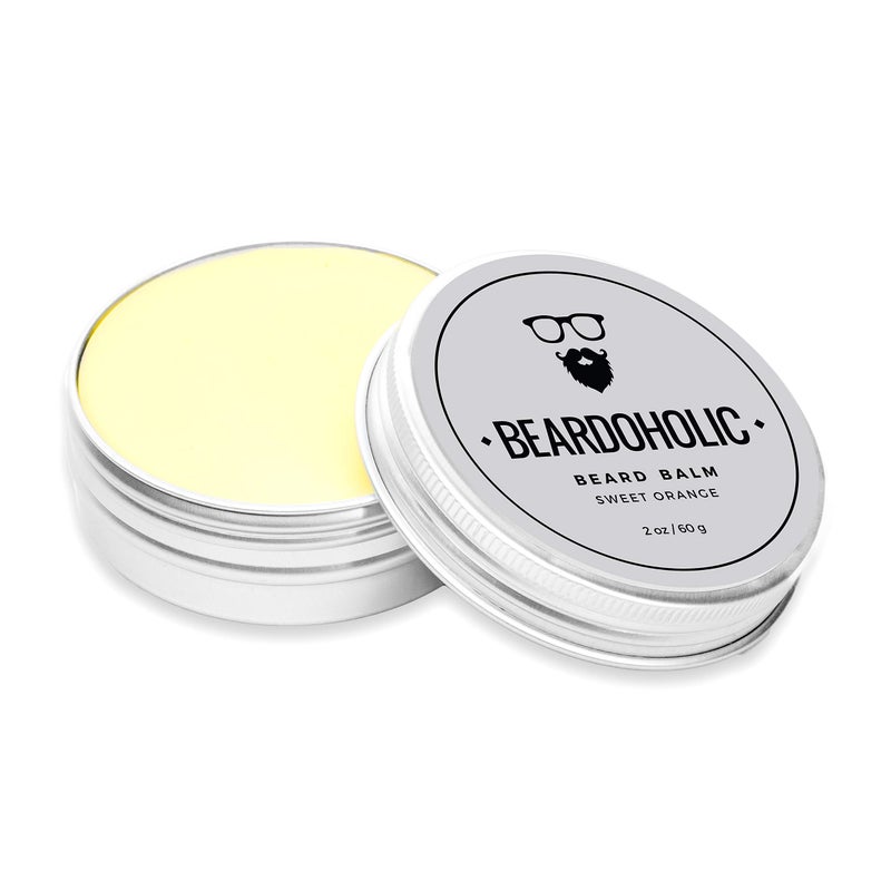 Beardoholic Beard Balm 100 Natural With Strong Hold That Lasts All Day Shapes and Styles Beard With Ease Eliminate Beard Itch and Dandruff Light Orange Scent 2 oz or 60 g Size of Container