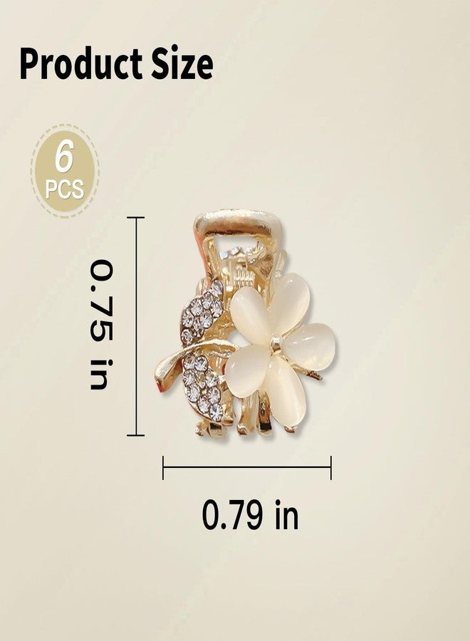 KGCGJVB 6Pcs Small Rhinestone Hair Clips for Women Mini Bling Claw Clip with Sparkly Jewel Gold Metal Tiny Claws for Thin Hair Cute Rhinestones Hairpiece Grips with Shine for Girls and Ladies Styling - Image 3
