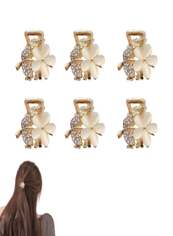 KGCGJVB 6Pcs Small Rhinestone Hair Clips for Women Mini Bling Claw Clip with Sparkly Jewel Gold Metal Tiny Claws for Thin Hair Cute Rhinestones Hairpiece Grips with Shine for Girls and Ladies Styling - Image 1