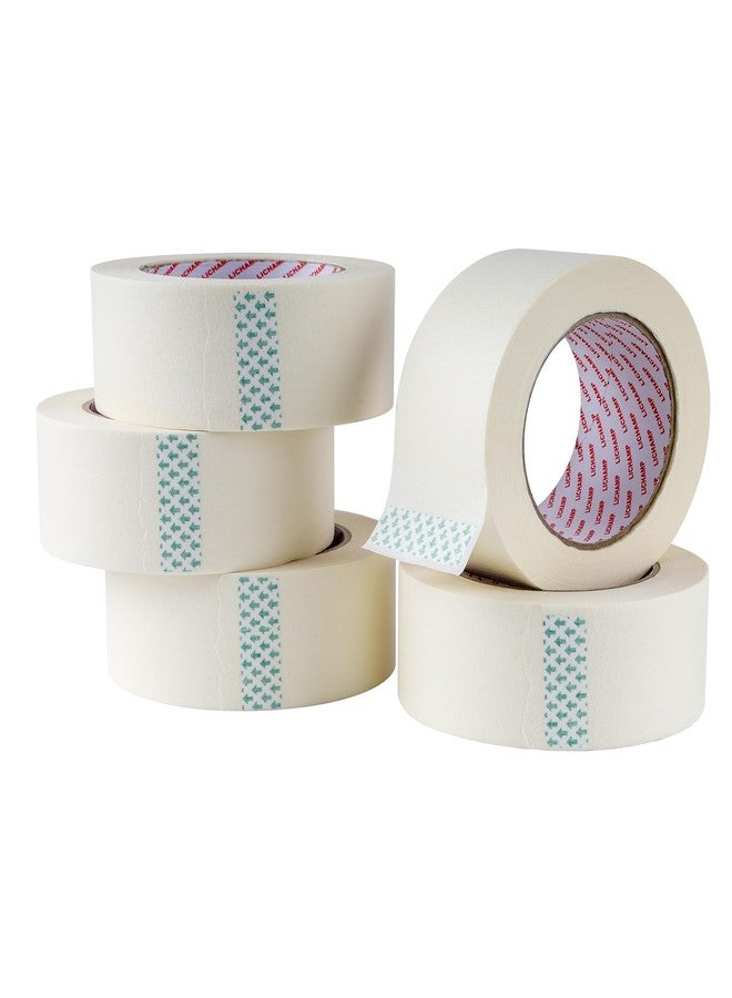 Lichamp Masking Tape for General Purpose Painting, 2 inch x 55 Yards x 5 Rolls (275 Yards Total), with Quick Opening Indications, Beige White - Image 1
