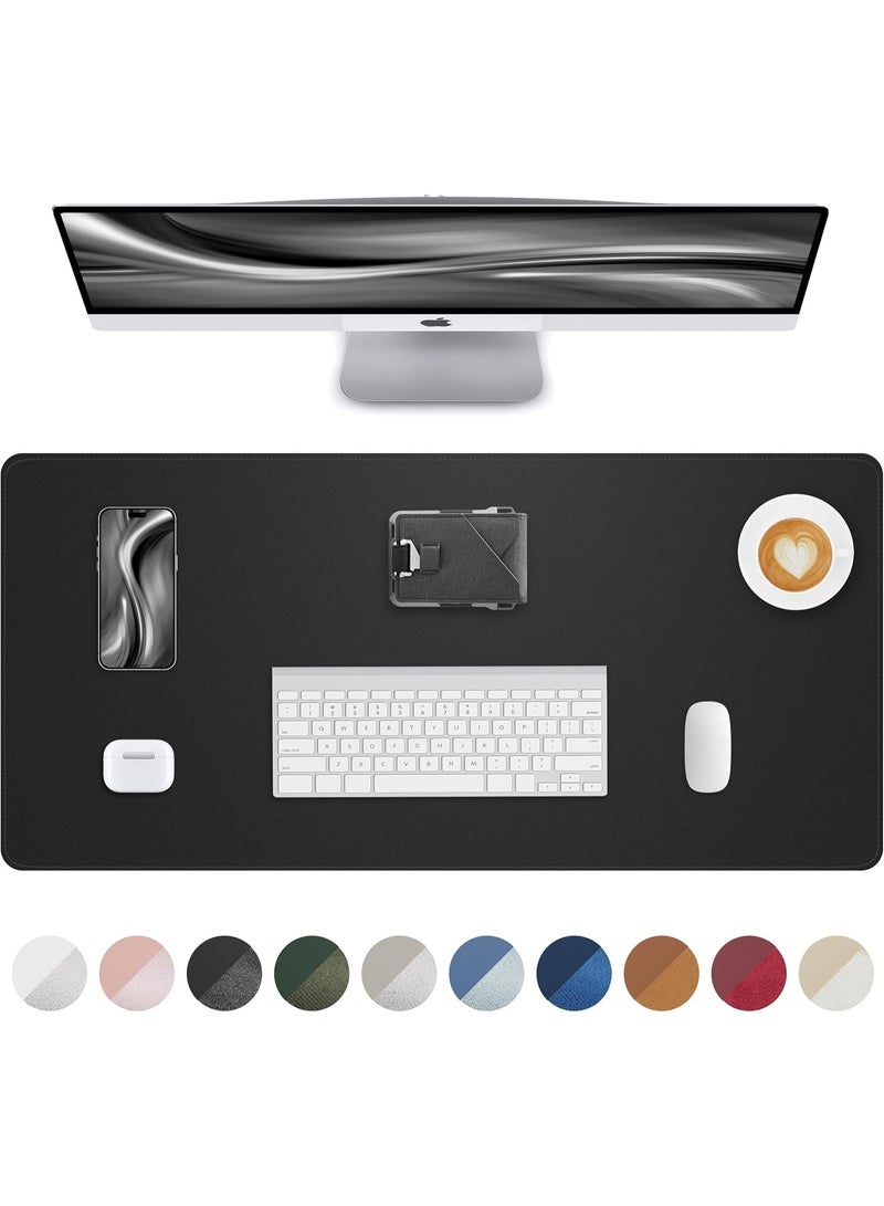 Leather Desk Pad Protector, Office Desk Mat and Mouse Pad, Non-Slip PU Leather Desk Blotter, Large Laptop Desk Pad, Waterproof Writing Pad for Office and Home – Black, 31.5" x 15.7" - Image 1