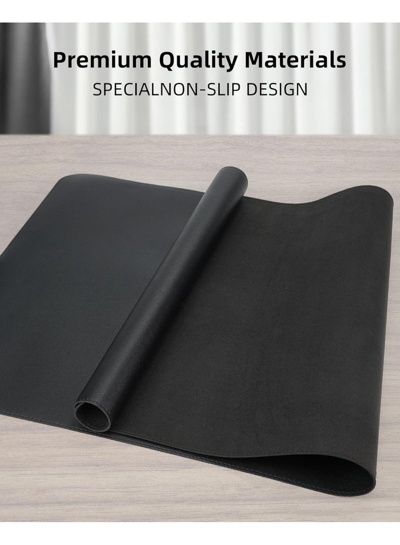 Leather Desk Pad Protector, Office Desk Mat and Mouse Pad, Non-Slip PU Leather Desk Blotter, Large Laptop Desk Pad, Waterproof Writing Pad for Office and Home – Black, 31.5" x 15.7" - Image 2