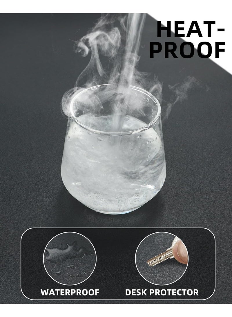 Leather Desk Pad Protector, Office Desk Mat and Mouse Pad, Non-Slip PU Leather Desk Blotter, Large Laptop Desk Pad, Waterproof Writing Pad for Office and Home – Black, 31.5" x 15.7" - Image 4