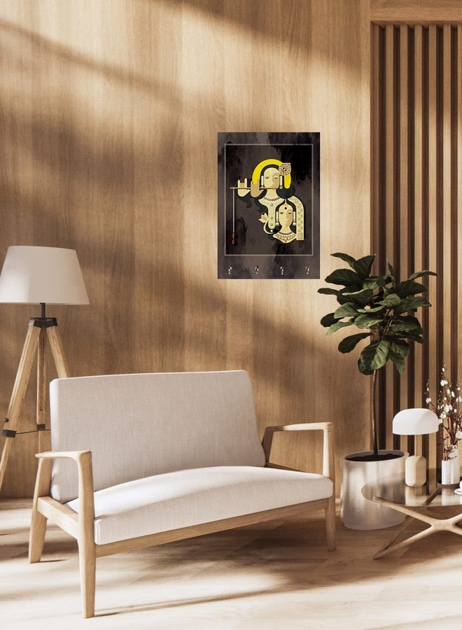 APS ART PLUS STORE حامل مفاتيح خشبي مطبوع عليه صورة رادها كريشنا من متجر APS ART PLUS، مناسب لتزيين جدران المنزل والمكتب، وحامل جداري أنيق. - Image 4