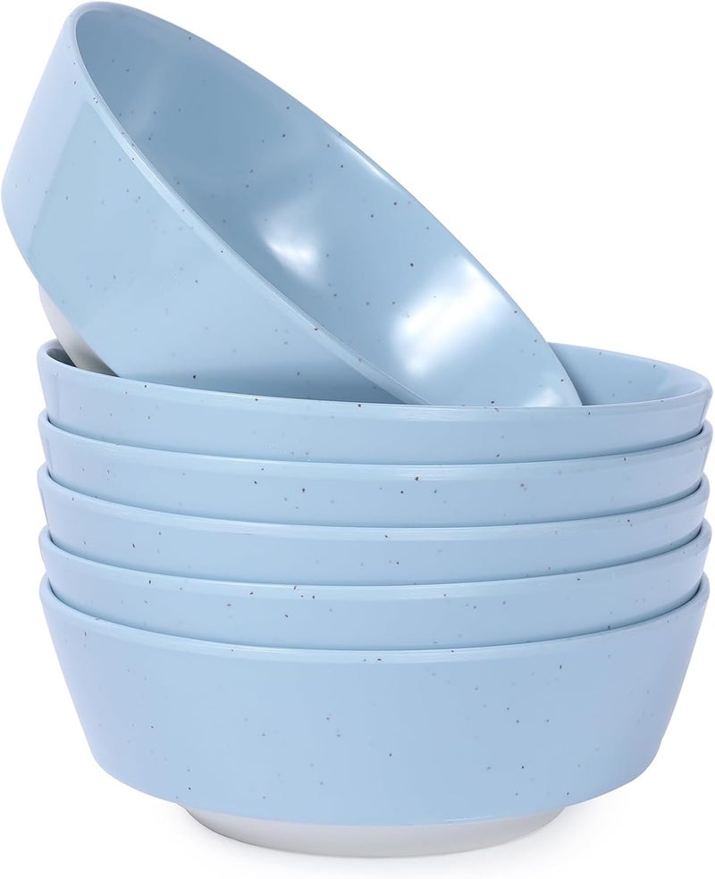 Webbylee 6inch Melamine Bowls set of 620ounce Dinnerware Cereal Bowls for Soup Salad  Dessert  Dishwasher Safe  Space SavingBlueBeige - Image 1
