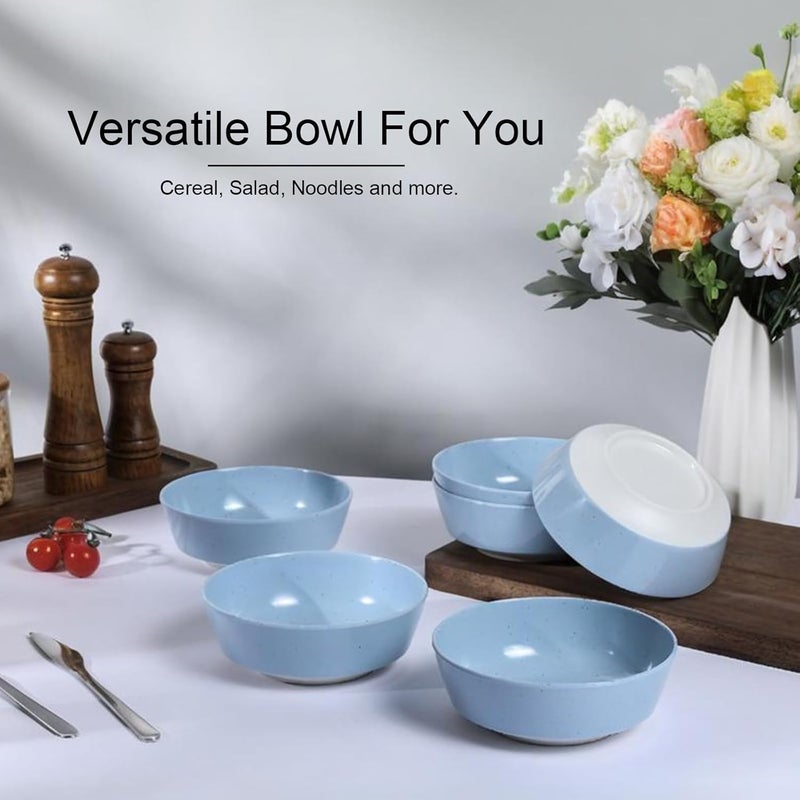 Webbylee 6inch Melamine Bowls set of 620ounce Dinnerware Cereal Bowls for Soup Salad  Dessert  Dishwasher Safe  Space SavingBlueBeige - Image 5