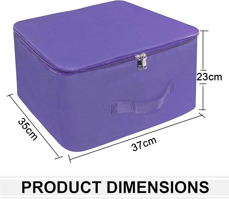 Storite 2 Pack Nylon Wardrobe Bag – Underbed Moisture-Proof Cloth Storage Organiser with Zipper & Handle (Purple, 37 x 35 x 23 cm) – Square - Image 2