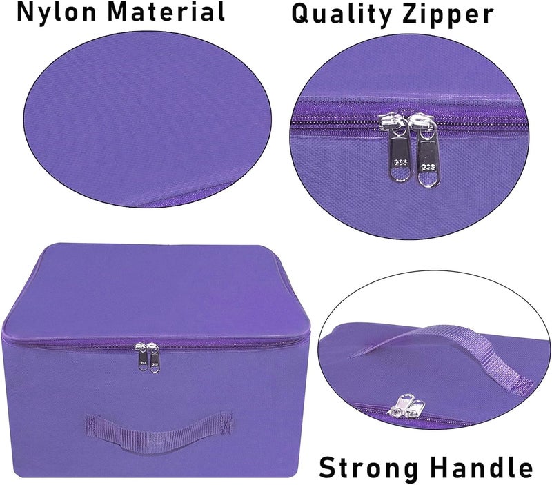 Storite 2 Pack Nylon Wardrobe Bag – Underbed Moisture-Proof Cloth Storage Organiser with Zipper & Handle (Purple, 37 x 35 x 23 cm) – Square - Image 4