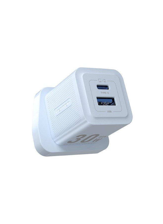 VENTION VENTION 2-Port USB (C + A) GaN Charger (30W/30W) UK-Plug Blue Model# FEQL0-UK  - Image 5