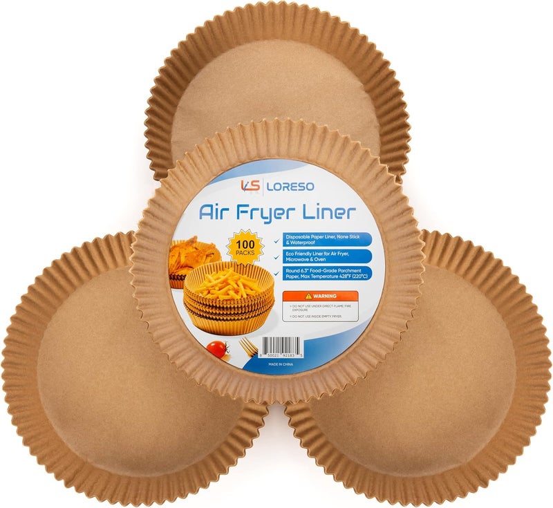 LSR LORESO Air Fryer Liners Disposable Parchment Paper, 100 Count - Round 6-7 Inch, Non- Stick Parchment Paper Sheets Liners For Air Fryers 2-5 Quart, Disposable Round Air Fryer Liners (6.3" Round - 100CT) - Image 3