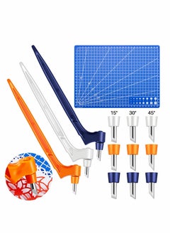 KASTWAVE 360 Rotating Craft Cutting Tools Set, 9 Pieces 360-Degree Rotating Carbon Steel Replacement Blade with 3 Pieces Specialty Cutting Tools, Art Cutter Paper Tool for DIY Supplies (White, Orange, Blue)  - Image 1