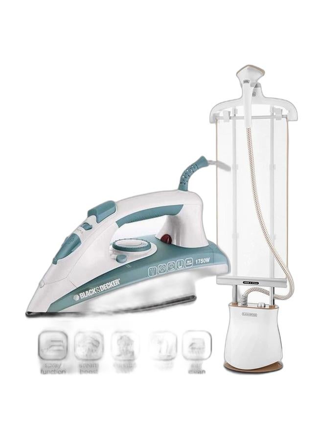 بلاك اند ديكر مكواة بخار عمودية للملابس 2400 واط و1.5 لتر مع بخار 35 جرام/دقيقة من بلاك + ديكر، مزودة بعجلات دوارة مزدوجة الاعمدة قابلة للتعديل وملحقات متعددة لملابس خالية من التجاعيد، كفالة عامين، GST2400-B5 - Image 1