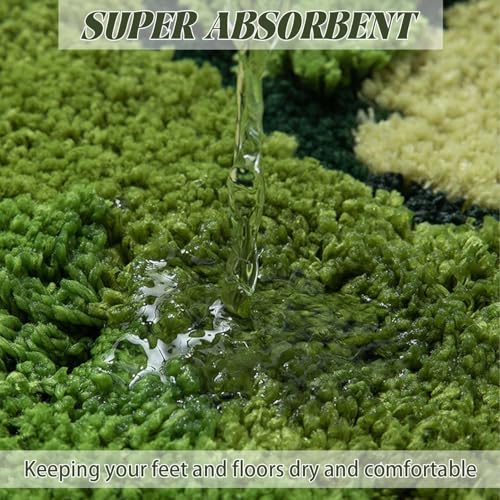 Funvalley Surperfect Cute Garden Flower Moss Rug for Bedroom, Lovely Green Moss Carpet Living Room, Irregular Flower Pattern Non Slip Water Absorbent Modern Aesthetic Soft Microfiber Decorative Carpet(19.68x31.5 Inches) - Image 4
