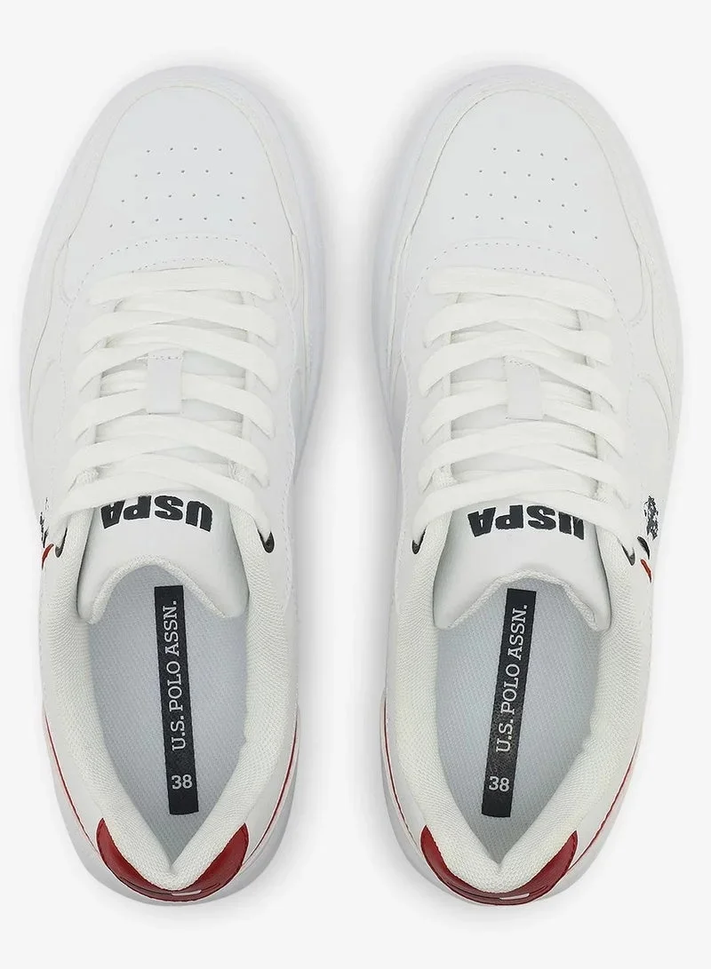 U.S. Polo Assn. white U.S. Polo Assn. Women’s COSMOS GLB 6FX White Sneakers with Red Accent – Casual Lace-Up Fashion Shoes | Lightweight Everyday Comfort Trainers  | Best Price UAE