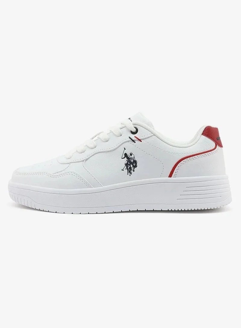 U.S. Polo Assn. white U.S. Polo Assn. Women’s COSMOS GLB 6FX White Sneakers with Red Accent – Casual Lace-Up Fashion Shoes | Lightweight Everyday Comfort Trainers  | Best Price UAE