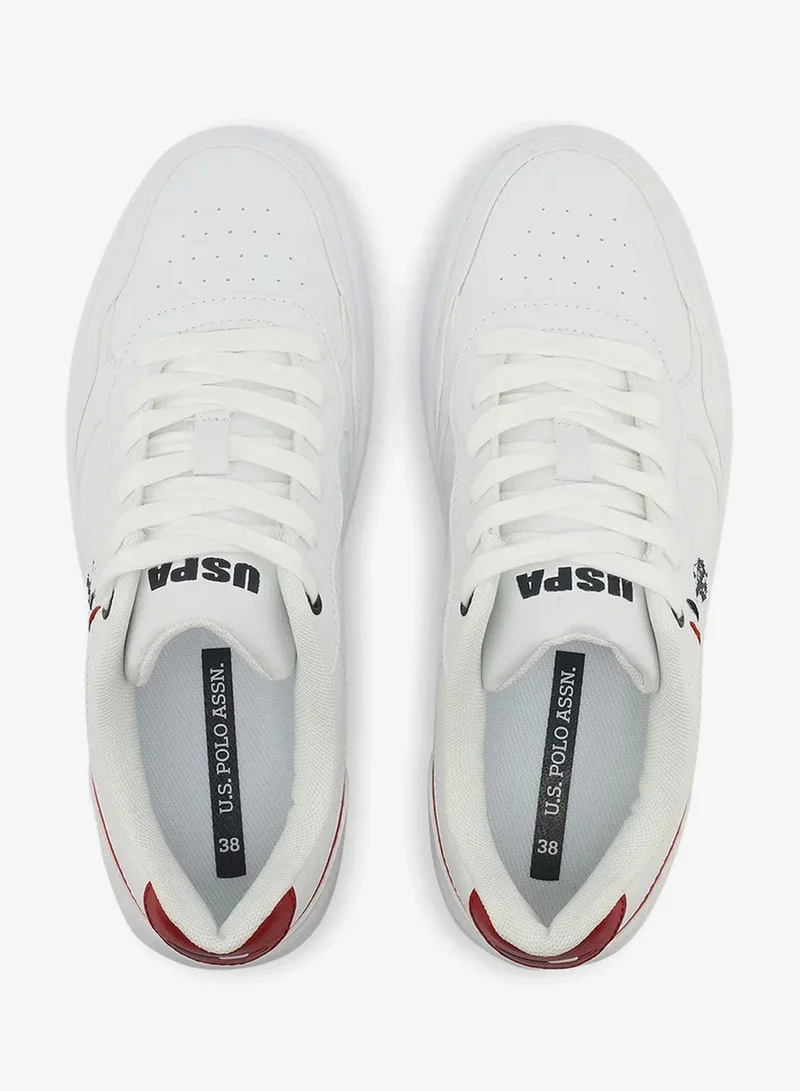 U.S. Polo Assn. white U.S. Polo Assn. Women’s COSMOS GLB 6FX White Sneakers with Red Accent – Casual Lace-Up Fashion Shoes | Lightweight Everyday Comfort Trainers for Women | Best Price UAE