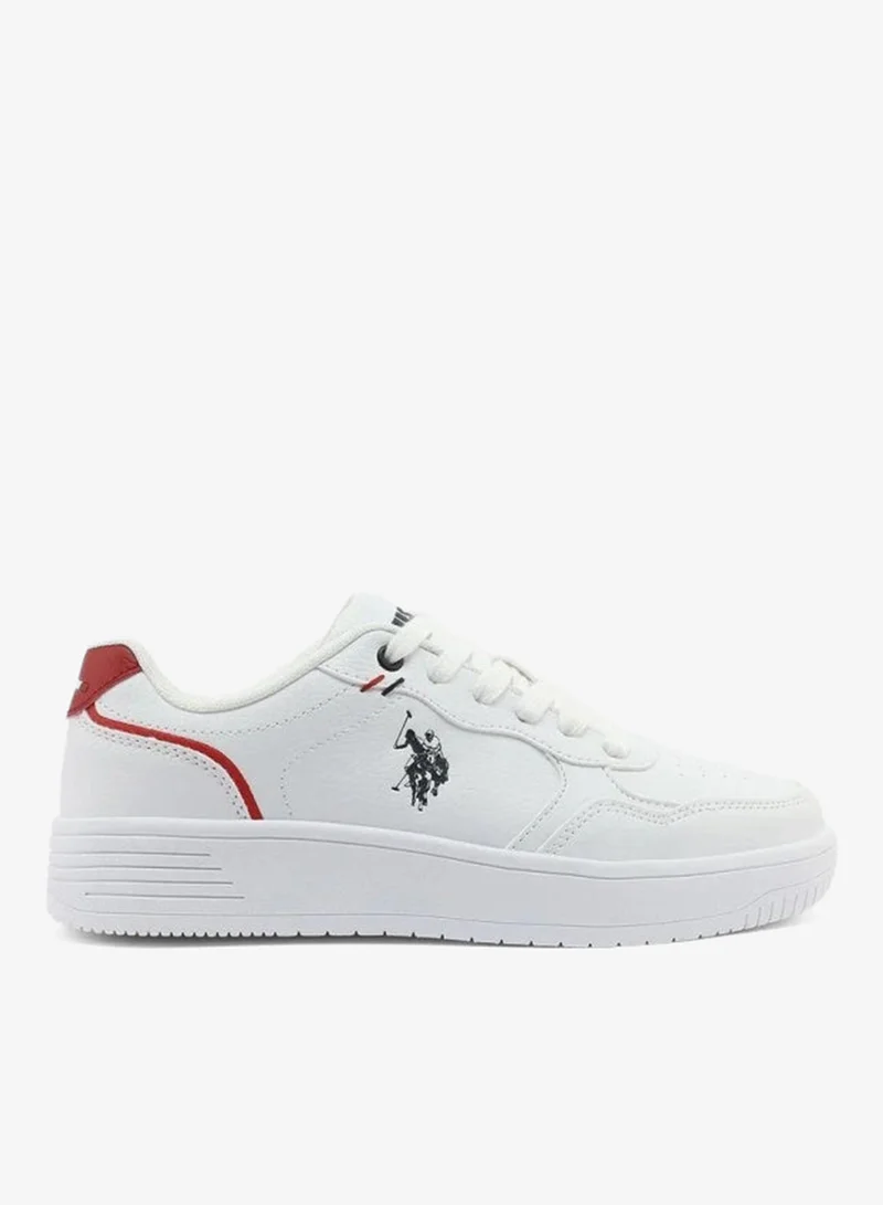 U.S. Polo Assn. Women’s COSMOS GLB 6FX White Sneakers with Red Accent – Casual Lace-Up Fashion Shoes | Lightweight Everyday Comfort Trainers