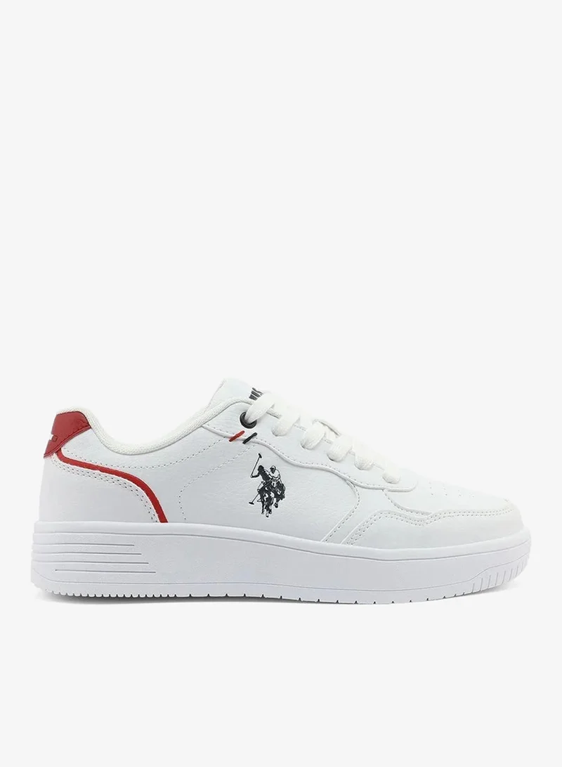 U.S. Polo Assn. white U.S. Polo Assn. Women’s COSMOS GLB 6FX White Sneakers with Red Accent – Casual Lace-Up Fashion Shoes | Lightweight Everyday Comfort Trainers for Women | Best Price UAE