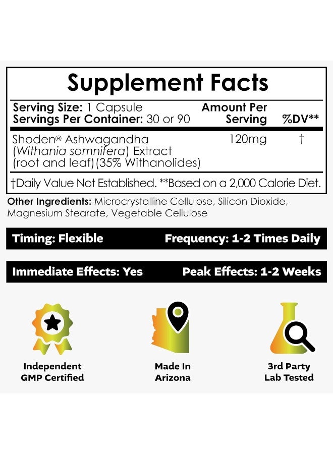 Nootropics Depot Shoden Ashwagandha Extract Capsules | 120mg | 90 Count | 35% Withanolides - Image 2