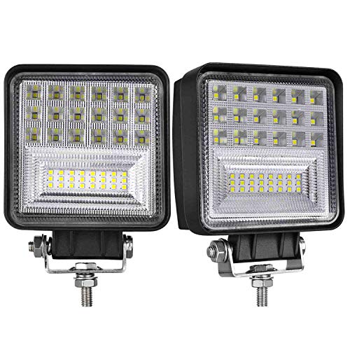 Muto-Beam LED Tractor Work Lights, 2PCS 4 Inch Pods LED Driving Lights Fog Lights Square Lighting Spot Flood Combo Light for Truck Tractor Trailer ATV UTV SXS Pickup Boat - Image 1
