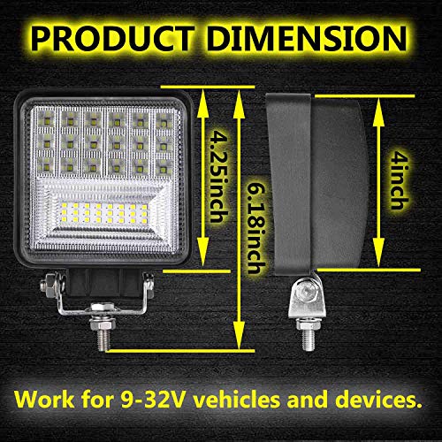 Muto-Beam LED Tractor Work Lights, 2PCS 4 Inch Pods LED Driving Lights Fog Lights Square Lighting Spot Flood Combo Light for Truck Tractor Trailer ATV UTV SXS Pickup Boat - Image 2